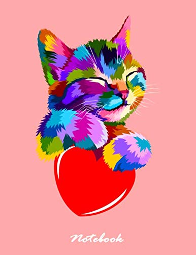 Notebook: The smiling cat Pink cover and dotted pages, Extra large (8.5 x 11) inches, 110 pages