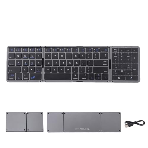 Acogedor �^�b�`�p�b�h�ƃe���L�[�t���܂肽���ݎ�Bluetooth�L�[�{�[�h�A3�䓯���ڑ��Ή��ABluetooth 5.1�A�[�d���t���T�C�Y�����^�{�[�h�i�X�}�z�E�^�u���b�g�E�m�[�gPC�p�j (�O���[)