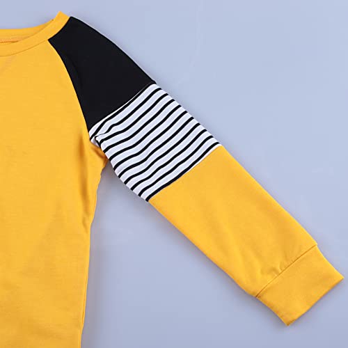 Image of SELINK Girls Big Kids Long Sleeve Striped Color Block Pocket Tees | Casual Loose Fit With Side Pockets,Soft Stretch Polyester Blend For Big Girls Daily&Back To School Wear