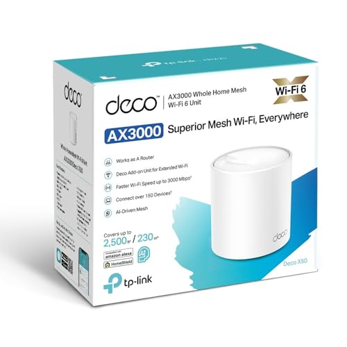 TP-Link Deco X50 (1-Pack)- Sistema WiFi 6 AI Mesh, AX3000 Doble Banda 2.4 GHz/5 GHz, Cobertura hasta 232 m², Banda 160MHz Canal, ODFMA, 1024QAM - Imagen 4