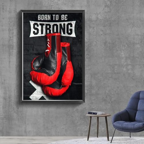 Gants de boxe rétro en tableau esthétique pop art pour déco salon contemporain