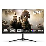 CronusPro 24 Inch 240Hz Curved Gaming Monitor, FHD 1920 x 1080, 1ms MPRT, 3000R, VA Panel, 16:9, AMD FreeSync, HDMI/DisplayPort, VESA, sRGB 100%, HDR, Eye Care, PC Monitor for Gaming Office Black