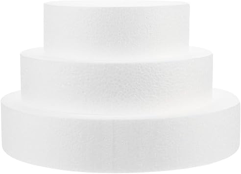 3 Piece Foam Cake Dummies, Fake Cake in 3 Sizes for Decorating and Crafts, Baking Displays, Wedding Cake Design, Birthday Cakes, Parties4, 6, 8inch
