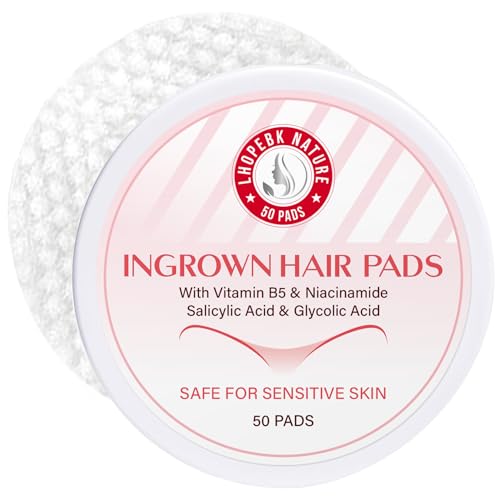Ingrown Hair Treatment Pads for Face: Prevent Ingrown Hairs with BHA + AHA Soothe Razor Bumps for Bikini Area Underarms Neck Legs After Shave & Waxing Treatment - 50 Pads
