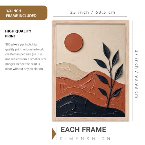 Image of kotart Boho Wall Art Home Decoration | Aesthetic Floral Paintings With Frame For Living Room Bed Room Hotel Wall Decor Digital Reprint (25x37 inch)