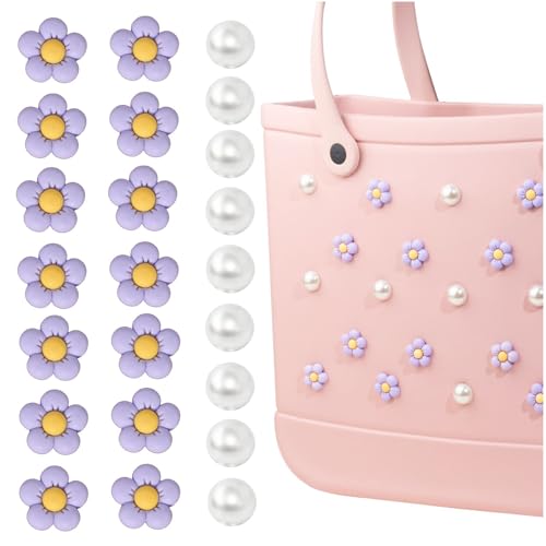 Mon Caramel Exquisite Resin Beach Bag Charms with Daisy Flower Design, Ideal for Girls & Women in Parties, Beach Trips, and as Birthday Gifts