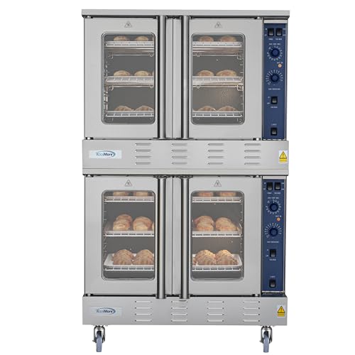 Image of KoolMore 38 in. Full-Size Double Commercial Natural Gas Convection Oven 108,000 BTU With stacking And Casters in Stainless-Steel (KM-DCCO54-NGC)