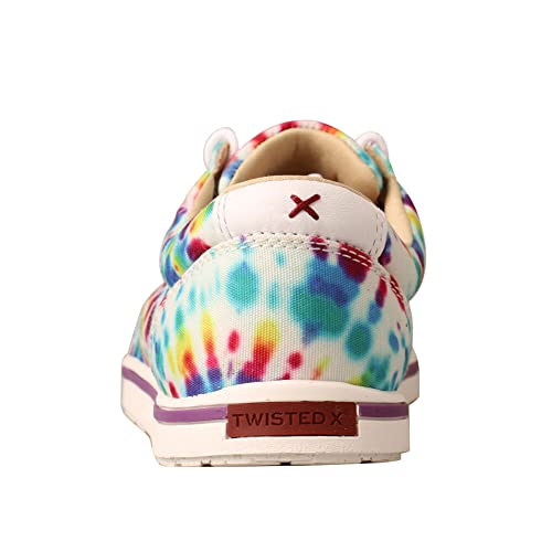 Twisted X Women's Kicks With Ecotweed Lining - Full-Grain Leather Fabric With Fashionable Textile Design - Slip-On Hooey Lopers Designed With Ecotweed Lining, 7 M Multi Tie-Dye #TOP3