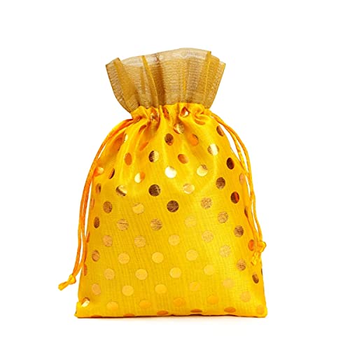 Image of Women's Polka Dot Potli Bags for Return Gifts Wedding Gift for mom Potli Purse Gift Bags Fancy Potli bag Diwali Potli Karwachauth Potli - Red Polka 1kg Large size (25cm x 27cm)