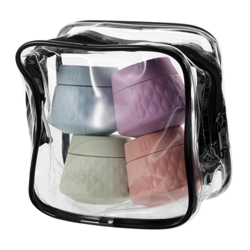 VALICLUD 4 Piezas Botella de Crema de Silicona Organizador de Maquillaje de Viajes Contenedores de Maquillaje de Viaje Caja de hojaldre de Silicona en Polvo Gel de sílice