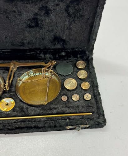 Báscula decorativa antigua de latón negra miniatura 3
