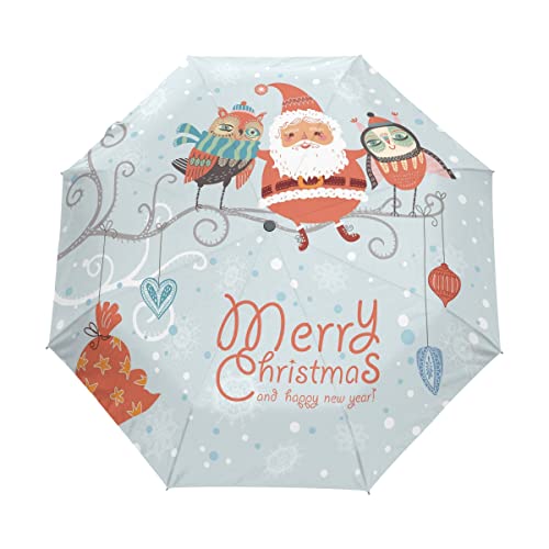 Parapluie pliant Santa oiseau de Noël compact pour la plage et le voyage