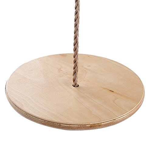 MINGZE Columpio jardín, Asiento, Cuerda, Ganchos, diseño Redondo de Madera, Disco de...