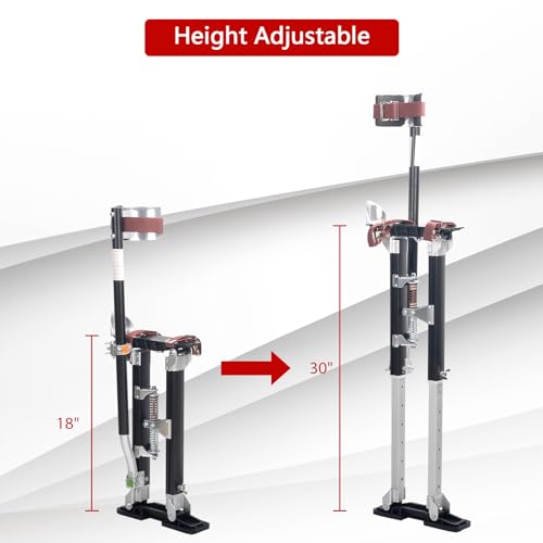 BIGREAT Black Drywall Stilts 18-30 Inch Height Adjustable Lifts Aluminum Tool for Painting Finishing Pruning Branches Cleaning - Thumbnail 3