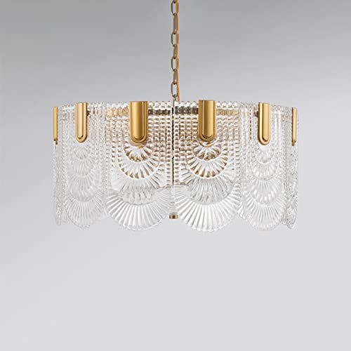 Lustre postmoderne en verre de c festonné d'architecte et structure en laiton