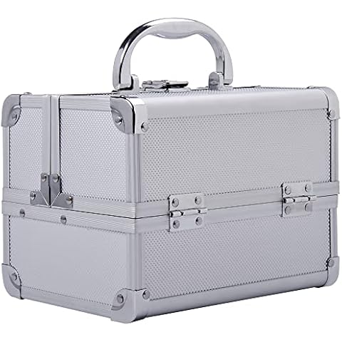 Estuche de Maquillaje HOMCOM con Bandejas de 3 Niveles y Espejo Cover