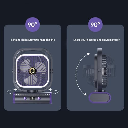 Ventilateur USB silencieux de bureau à 5 vitesses avec veilleuse LED - 5