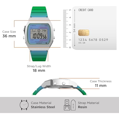 Image of TIMEX 80 Digital Watch for Unisex with Silver Square Dial & Blue Resin Bracelet Band Water Resistant Unisex Wrist Watches - TW2V74500X8