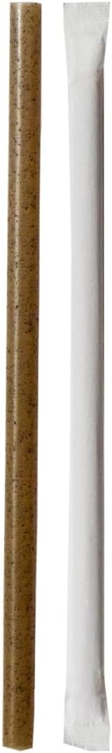 PacknWood 210CHCO14CW 0.2 x 5.7 in. Compostable Wrapped Coffee Ground Cocktail Straw - 3000 Piece