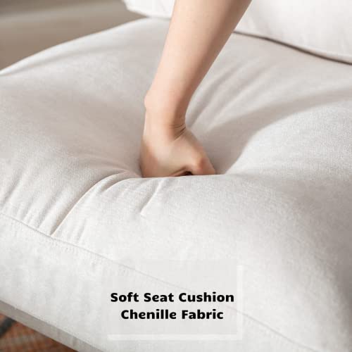 CIMOTA Modern Accent Chairs Set of 2, Comfy Armchair Chenille Fabric Living Room Chair with Metal Frame, Upholstered Leisure Chairs with Thick Cushion for Living Room Bedroom Balcony, Beige - image 4