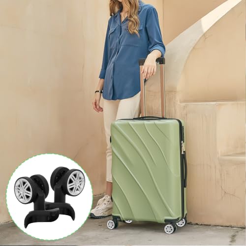 1 Pair Luggage Suitcase Wheels Replacement, Suitcases Wheel Spare Part Bearings Repairing Set Mute Double 360 Swivel Degree Row Wheels Outdoor Swivelling Caster Spinner for Travel Trolley Black3