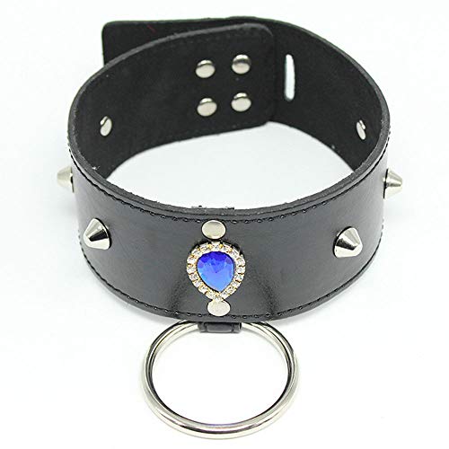 Bezaaid lederen tractie ketting met slot koppel speelgoed BDSM (zwart) - Afbeelding 3