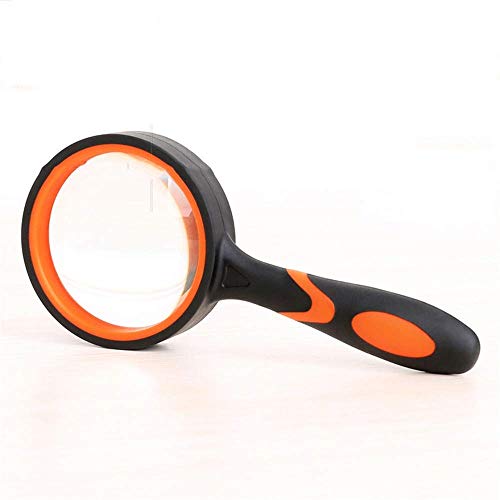 Weiping - Hd Rubber Handle Plastic Frame Hd Magnifying Glassshandheld High Power Glass Lens Reading Magnifier, Two Colors 10X #TOP26