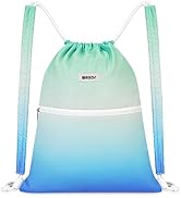 WANDF Drawstring Backpack Sports Gym Bag with Shoulder Pads Water Resistant String Bag Cinch Bag ...