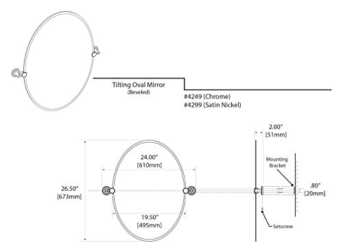 Image of Gatco 4299 Latitude II Frameless Oval Bathroom Vanity Mirror, Wall Mounted, 26.5-Inch H x 21-Inch W, Satin Nickel