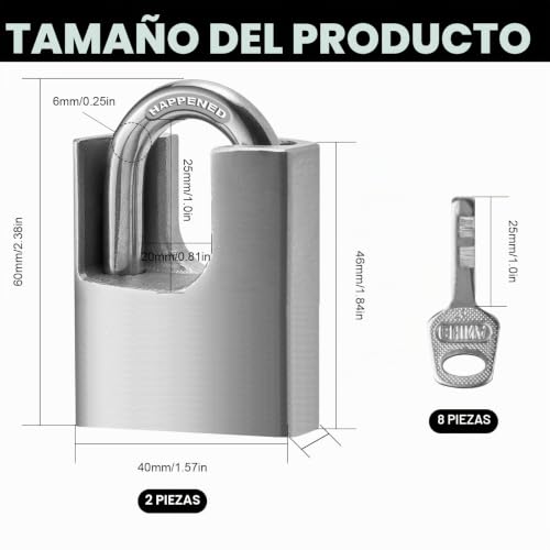Miniatura 2 de 2 Candados Resistentes Con Llaves Para Exteriores, 40 Mm, Impermeables, Industriales, De Alta Seguridad, Resistentes A La Intemperie, Para Contenedores, Almacenes, Garajes, Obturadores, Puertas