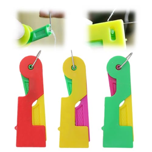 Automatic Threading Aid Needle Threader Mini Manual Sewing Machine Needle Threaders Household Portable Hand Sewing Needle Threader for Embroidery Cross Stitch Craft (3 Pcs (Random Color))