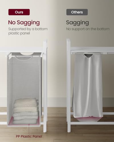 Image of VASAGLE Laundry Hamper with Shelf, 3 Pull-Out Bags, 3 x 10.6 Gallons (40 L)