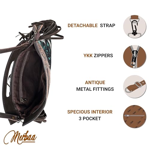 Bolso cruzado de cuero natural para mujer Merbaa miniatura 4