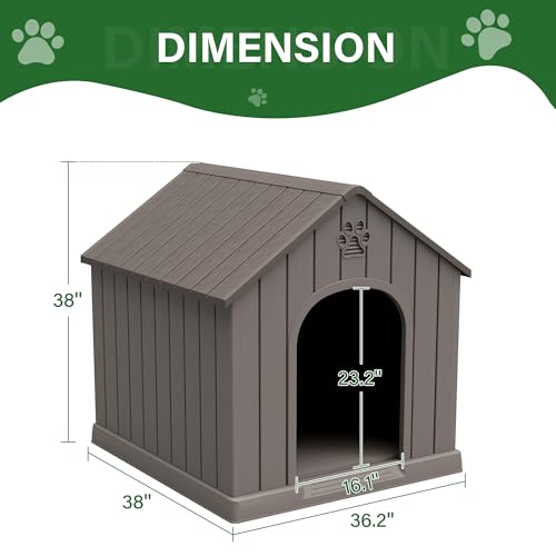 Bifanuo Large Dog House for Outdoor & Indoor, Waterproof Puppy Shelter with Air Vents & Elevated Floor, Easy Assemble Sturdy Dog Kennel for Large Dogs(Grey,36.2''L×38''W×38''H) by Bifanuo - Used condition - Image 8
