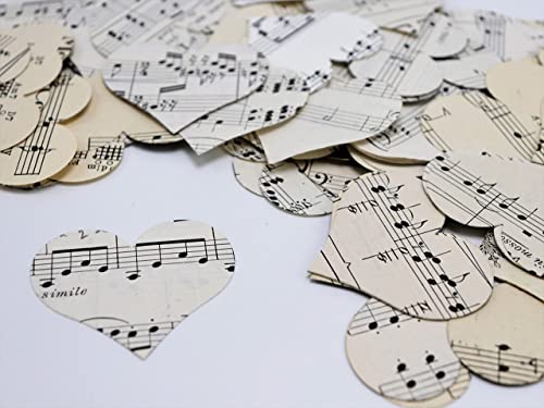 Always In Blossom Sheet Music Heart Confetti 2 Inch Shapes 200 Piece Vintage Theme Wedding Table Scatter thumb #1