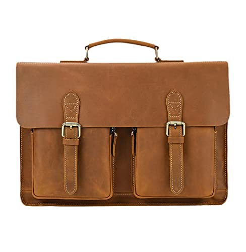 Sacoche ordinateur 15.6 cuir vache mallette marron clair vintage 40cm