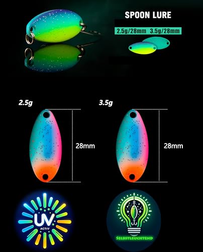Cuillères pour truite lumineuses et phosphorescentes avec boîte de transport rigide - 2