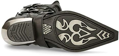 New Rock M-7993-S1 WESTERN COWBOY BOOTS Black Leather Buckle Heavy Biker Shoes 40 | Image 6