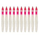 KOBONA 10x Tintenfischröcke Gummifisch Oktopus Kunstköder Pesca (rot Leuchtend)