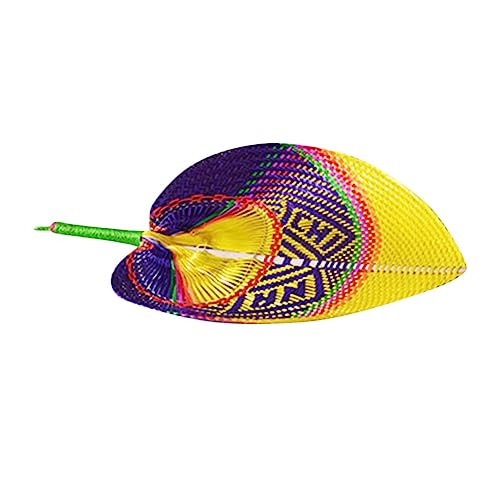 GOOHOCHY Abanico De Bambú Ventilador De Enfriamiento Abanico De Mano Plegable Ventilador De Mano Mimbre Abanico Natural Abanico En Forma De Durazno Fan Creativo De La PU Abanico Tejido