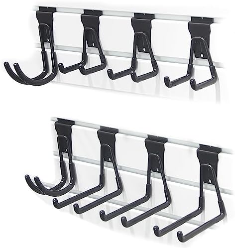 ATOOLA Slat Wall Accessories, Heavy Duty Slatwall Hooks and Hangers, Multi Size Slatwall Accessories, Black Slat Wall Hanging Hooks, 8 Pack