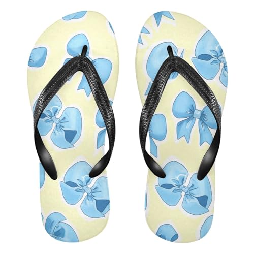 Nander Blue Ribbon Bow Sandal Flip Flops of Men's & Women's,Beach Slippers Flip Flops Shower Shoes