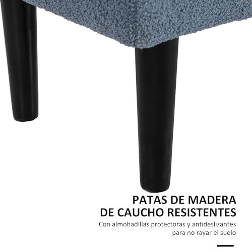 HOMCOM Puff Almacenaje, Banco Almacenaje Plegable, Capacidad de 57 L, 95x38x45 cm, Tapizado en Borreguito, Pie de Cama con Tapa Abatible y Patas de Madera, para Salón, Dormitorio, Entrada, Azul - imagen 5