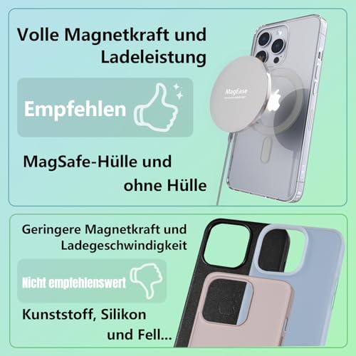 Mag-Safe Ladegerät 15W Magnetisch – Induktive Ladestation kabelloses Ladepad, Wireless Charger kompatibel mit iPhone 17/16/15/14/13/12 Serie und AirPods 4/3/2/Pro（ohne Netzteil）