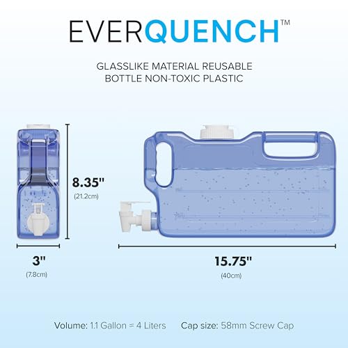 Refrigerator Drink Dispensers 1.1 Gallon Bottle with Spigot - BPA Free Plastic Water Jug Leak-Proof | Fridge Beverage Drink Dispenser for Parties, Convenient Handles