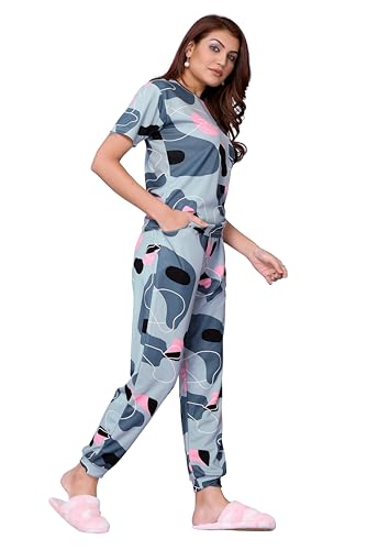 VJ Fashion Women'S Cotton Lycra Printed & Knitted Round Neck Night Wear Set of Top and Pazama - Image 2