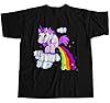 1Tee Mens Unicorn Pooping Rainbow Juice from The Clouds T-Shirt Black Large #1