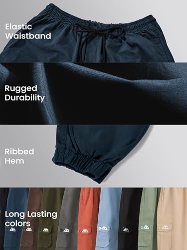 Image of Beyoung Cotton Solid Elastic with Drawstring Cargo Joggers for Men | Regular Fit | 2 Spacious Pockets | Smooth Texture