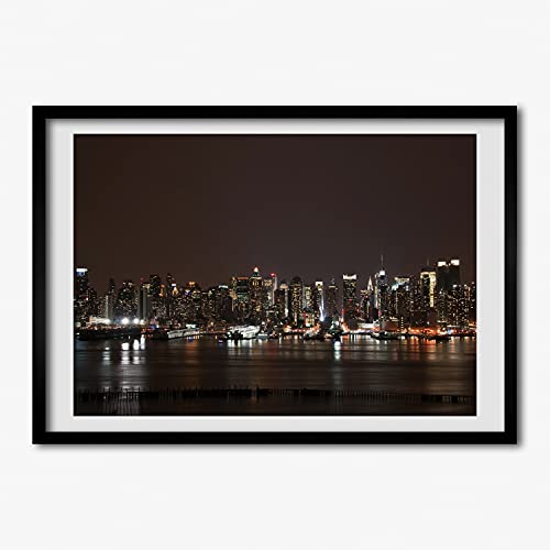 Tableau Moderne Nowy Jork De Nuit encadré MDF 70x50 cm aux finitions soignées