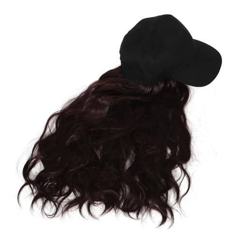 Bonnet postiche cheveux longs bouclés noir et brun accessoire mode femme